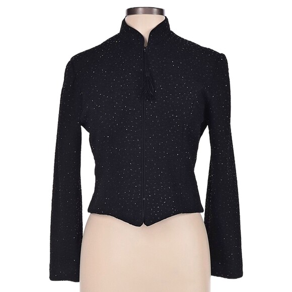 Vintage Y2K Jessica Howard Evening Jacket Glitter Tassle Mandarin Collar Size 10 - Picture 1 of 9